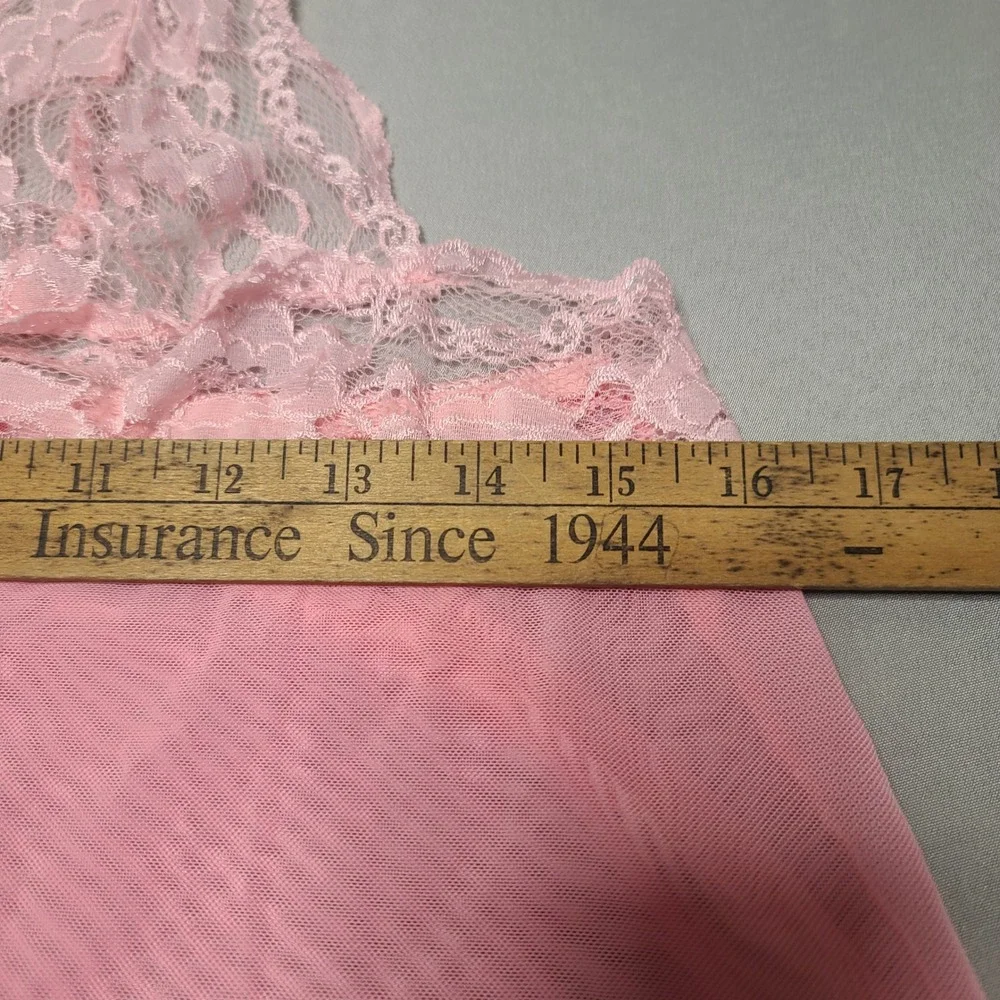 Unbranded‎ Babydoll Chemise Lingerie Women Medium Pink Lace Mesh Halter Nightie